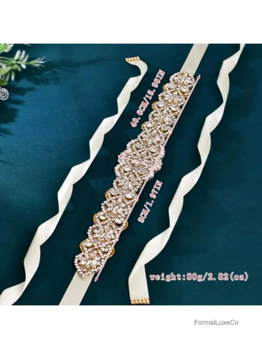 Handmade Rhinestone & Pearl Wedding Sash Belt with Satin Ribbon for Gowns